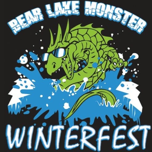 Logo of Bear Lake Monster Winterfest depicting 'Isabella', Bear Lake's monster, wearing black sunglasses.